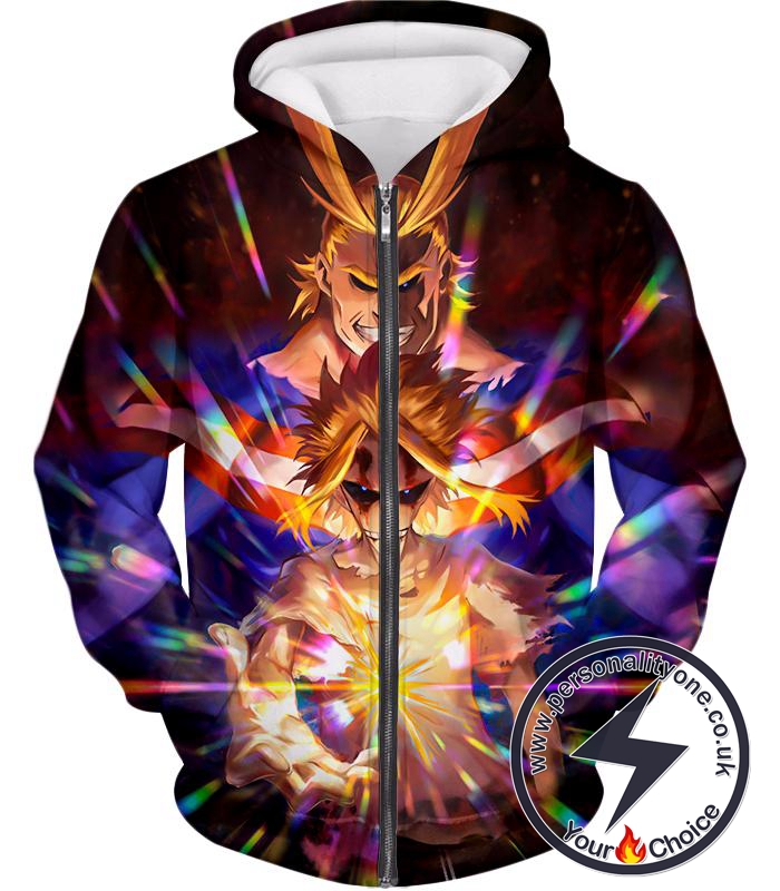 My Hero Academia Number One Hero All Might One for All Holder Cool Anime Graphic Zip Up Hoodie